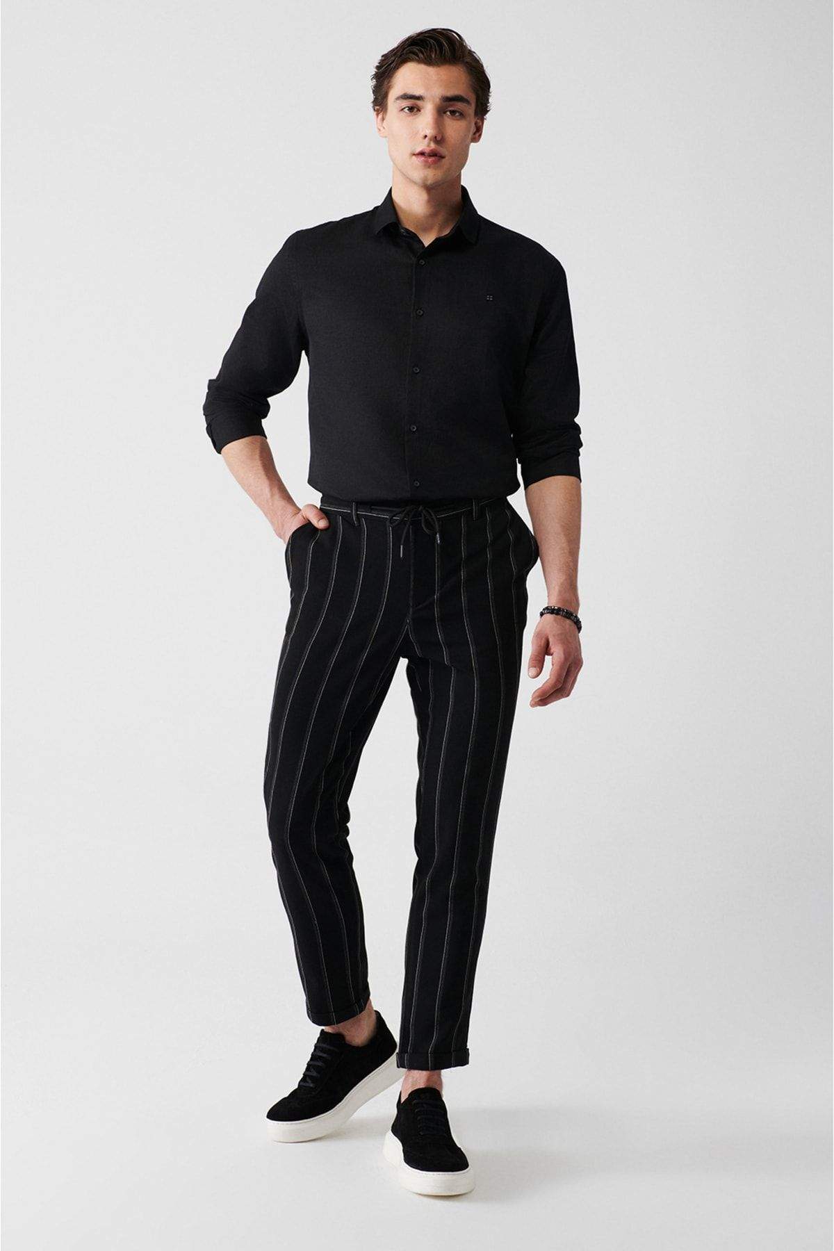 mens-black-elastic-back-waist-double-leg-striped-lycra-relaxed-fit-casual-fit-jogger-pants-a3