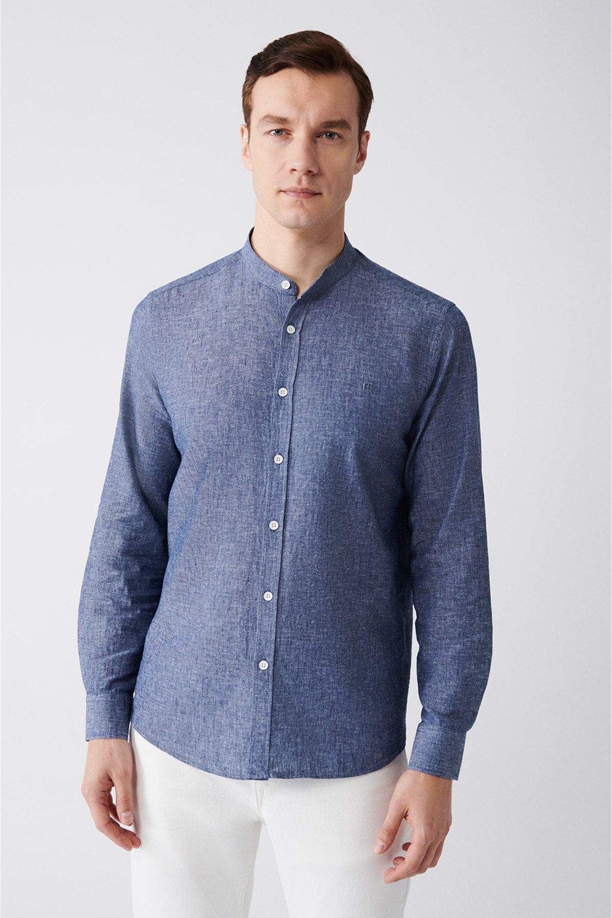mens-anthracite-classic-collar-linen-blended-standard-fit-normal-cut-shirt