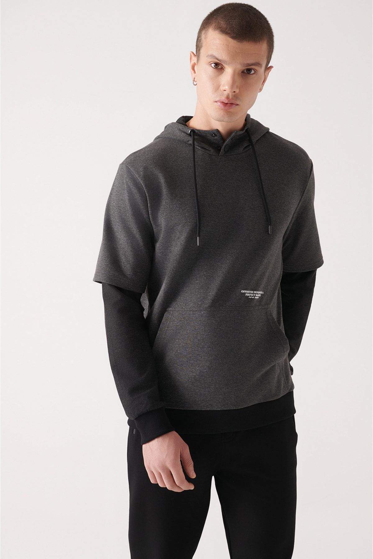 mens-anthracite-hooded-fleece-inner-3-thread-sleeve-detailed-sweatshirt-a22y1227