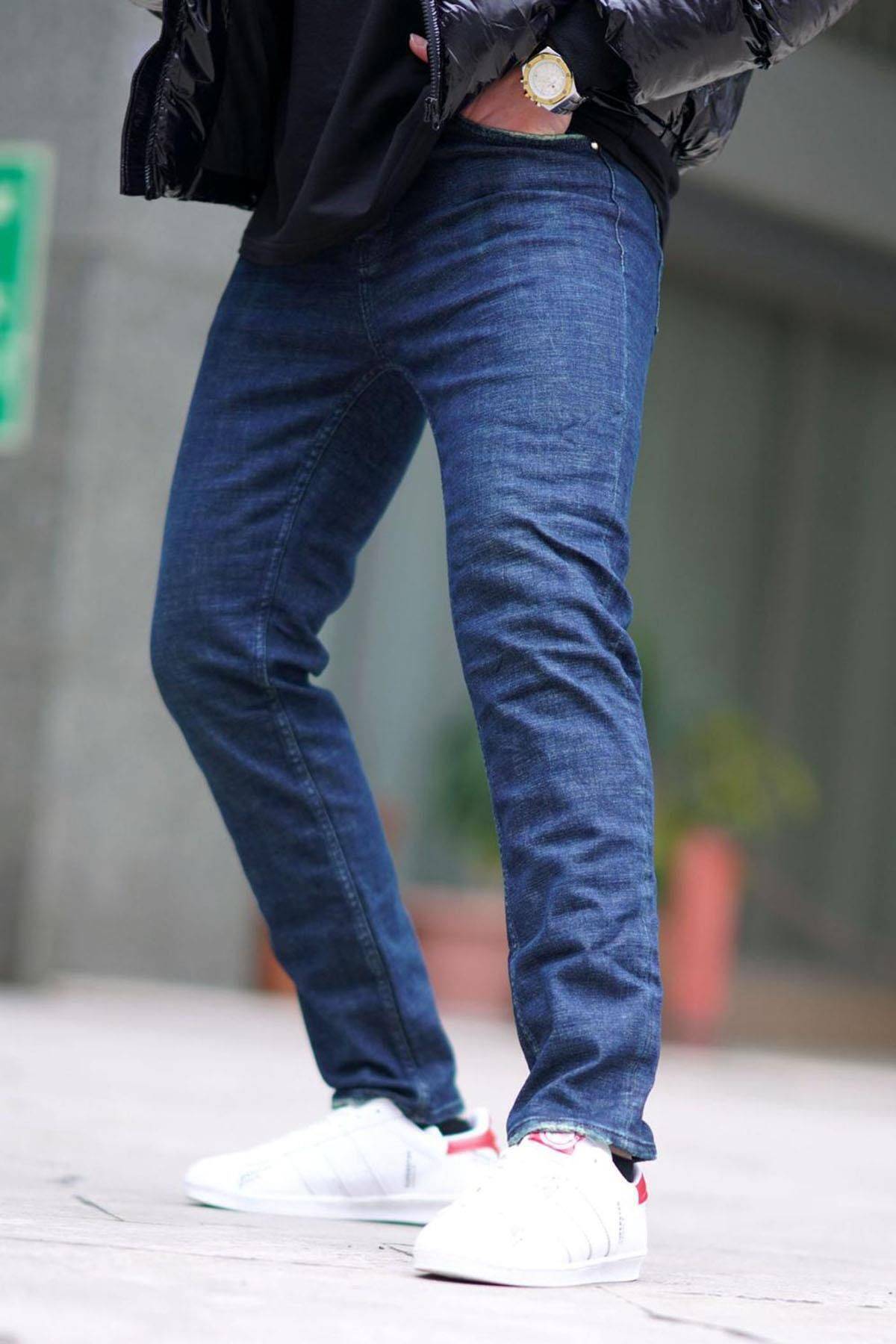 شلوار جین مردانه باریک آبی تیره