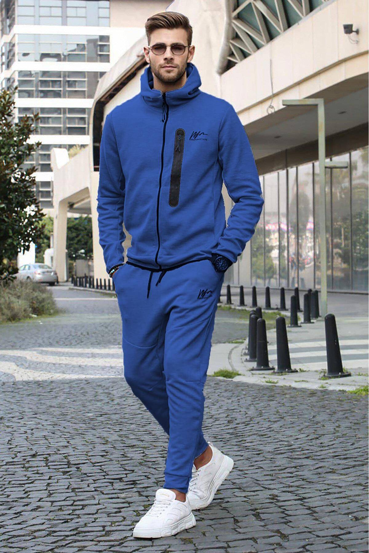 ست لباس ورزشی مردانه معمولی با چاپ نیلی