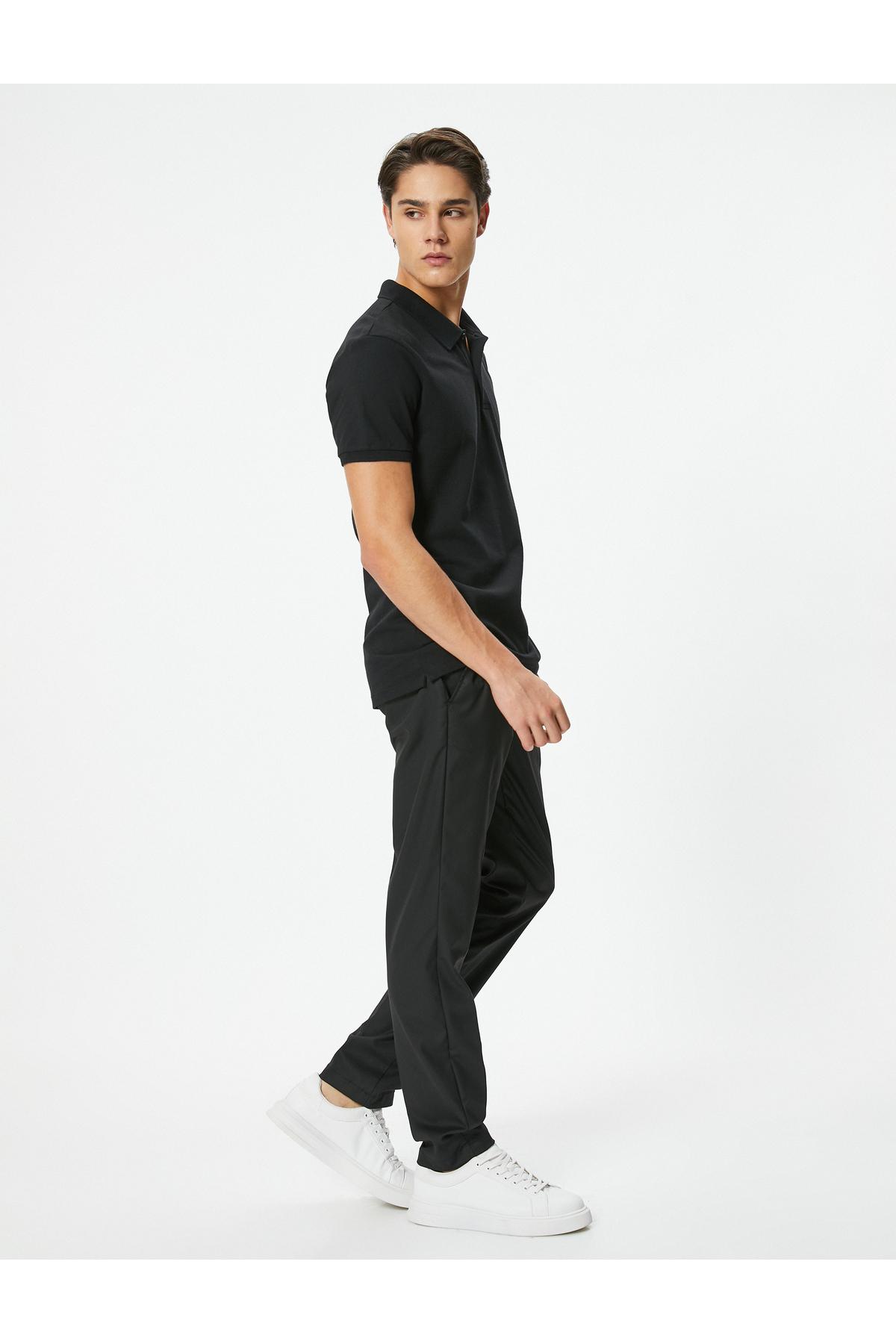 تیشرت یقه پولو آستین کوتاه دکمه دار باریک