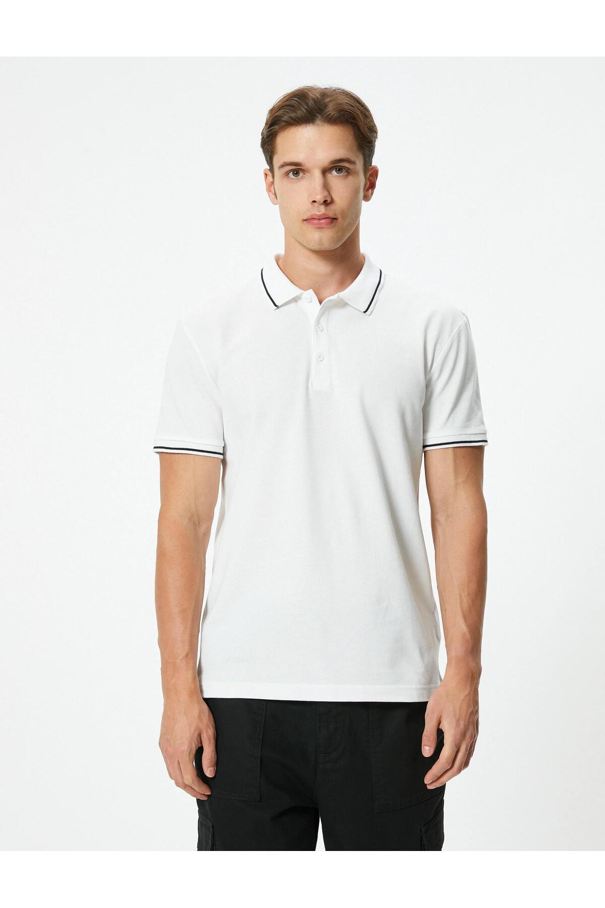 تیشرت پولو با آستین کوتاه با جزئیات نخی