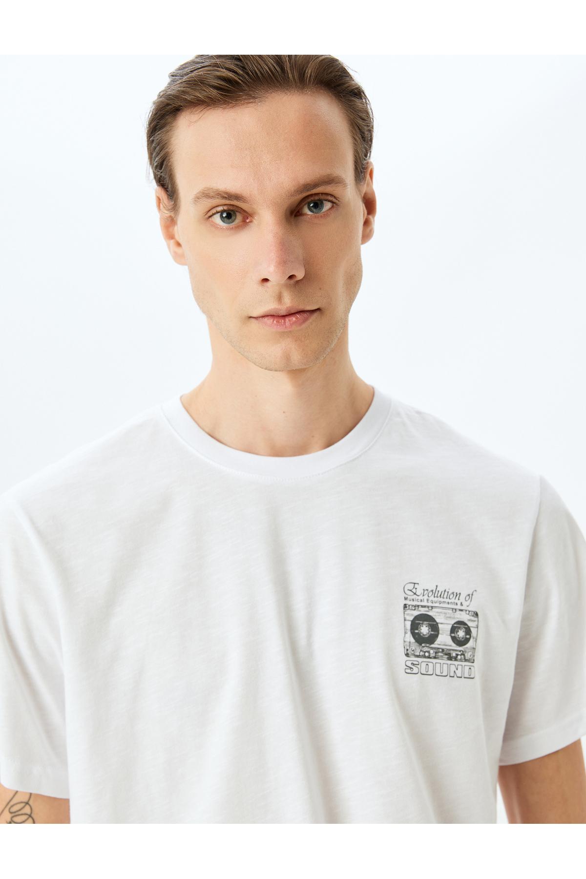 پنبه یقه دوچرخه آستین کوتاه چاپ شده T -Shirt